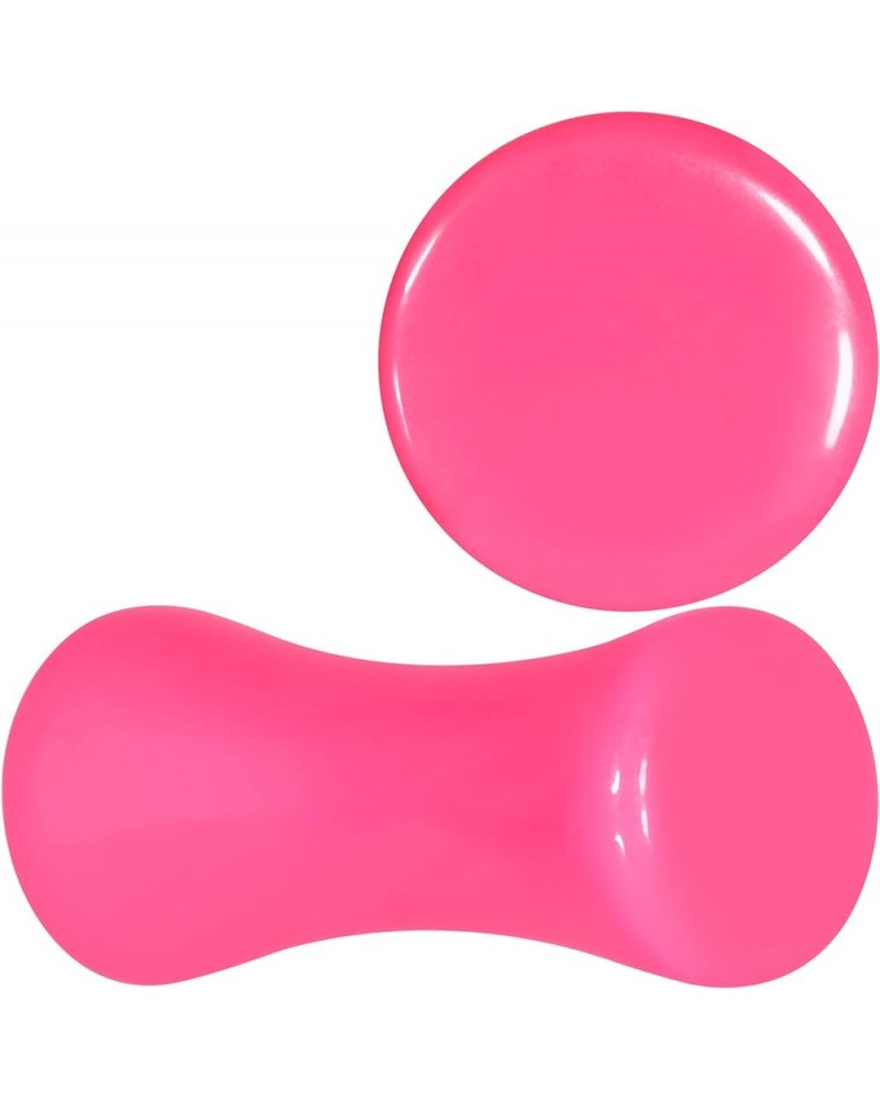 2PC Lightweight Pink Acrylic Saddle Plugs Double Flare Plug Ear Plug Gauges 4mm (6 Gauge) $9.51 Body Jewelry