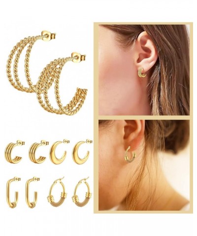 Chunky Gold Hoop Earrings for Women,925 Sterling Teardrop Lightweight Open Hoops For Girls Rattan Clear Ocean Drop B B $3.24 ...