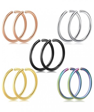 1-16Pcs 16G 18G 20G 22G Nose Rings Hoops Nose Piercings Fake Nose Ring Fake Septum Nose Ring Fake Lip Rings Fake Septum Pierc...