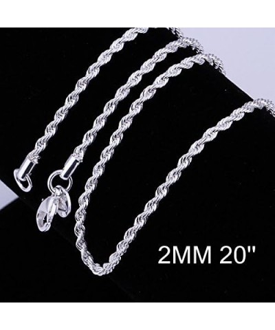 Sterling Silver Plated Rope Chain 2mm 16/18/20/22/24/26 inches 925 Silver New Necklace 20.0 Inches $8.82 Necklaces