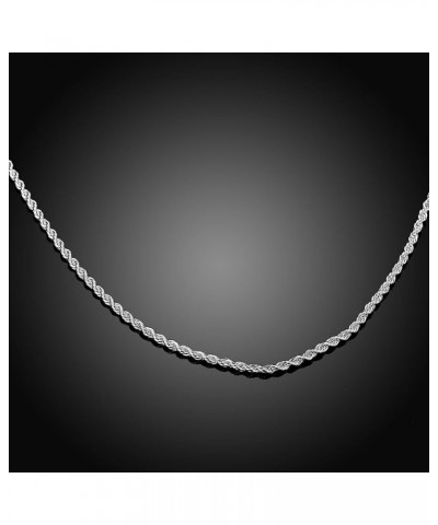 Sterling Silver Plated Rope Chain 2mm 16/18/20/22/24/26 inches 925 Silver New Necklace 20.0 Inches $8.82 Necklaces