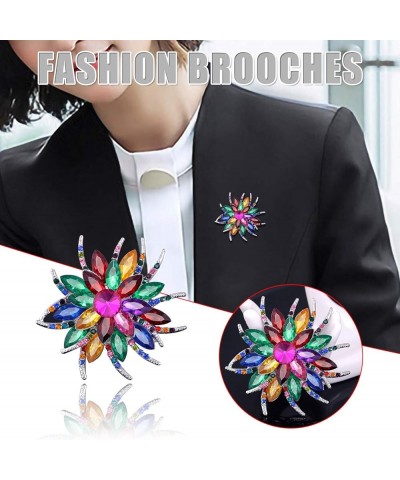 Three Colors Gold Plated Rhinestone Crystal Bouquet Flower Scarf Pin & Brooch Pin Locking Backs (Purple, One Size) Multicolor...