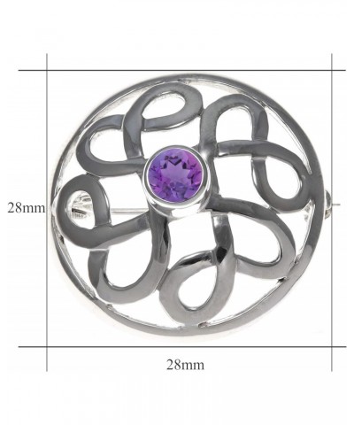 925 Sterling Silver Brooch for Women - Celtic Brooch Pin with Purple Cubic Zirconia & Jewelry Gift Box - 28mm $18.89 Brooches...