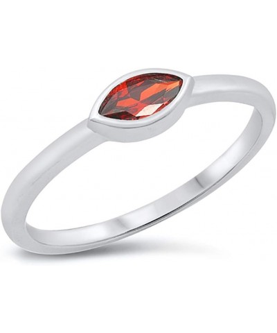 CLOSEOUT WAREHOUSE Simulated Garnet Cubic Zirconia Sideways Marquise Ring Sterling Silver Simulated Garnet $12.38 Rings