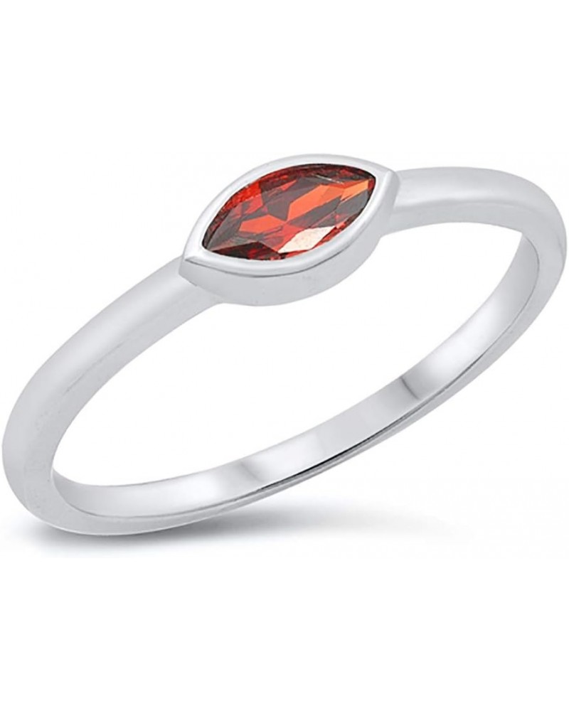 CLOSEOUT WAREHOUSE Simulated Garnet Cubic Zirconia Sideways Marquise Ring Sterling Silver Simulated Garnet $12.38 Rings