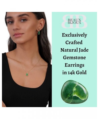 Genuine Jade Earrings for Women - Good Luck Green Jade Jewelry for Women in Hypoallergenic 14k Gold - Unique Jewelry gifts fo...