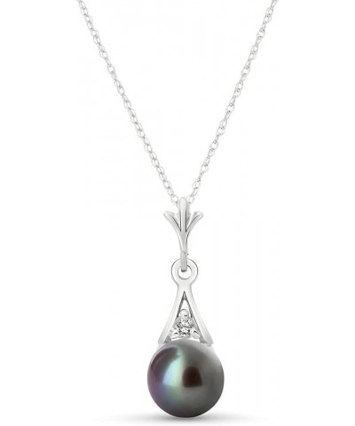 14K Solid Gold Necklace with Diamond and Black Pearl White Gold 22.0 Inches $107.94 Necklaces