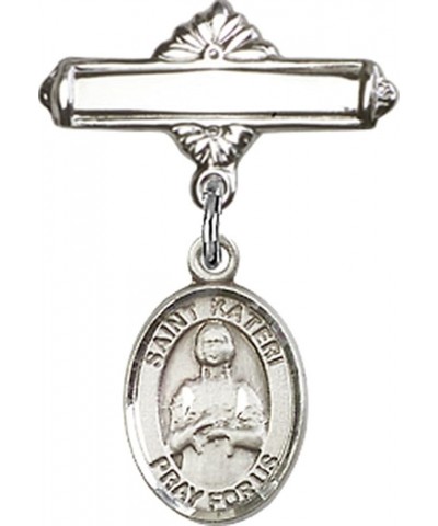 Sterling Silver Polished Baby Badge Bar Pin with Charm, 11/16 Inch Saint Kateri $38.33 Brooches & Pins