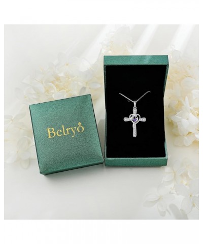 Cross Necklace Birthday Gifts for Mom Necklace for Women 925 Sterling Silver Cubic Zirconia Necklace Heart Pendant Christmas ...