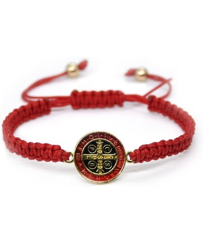 Catholic Saint Benedict Cross String Bracelet Handmade Adjustable Religious Faith Bracelet for Women Men Red $5.82 Bracelets