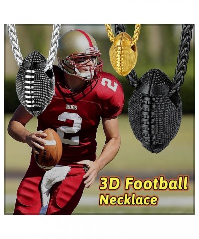 Sports Necklace for Men Women, Stainless Steel Gold Plated 3D Football/Soccer/Basketball/Volleyball Pendant Jewelry with Deli...