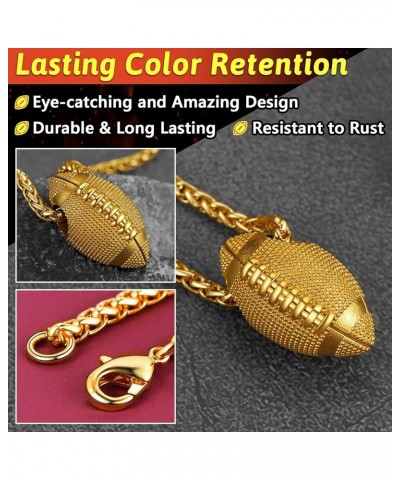 Sports Necklace for Men Women, Stainless Steel Gold Plated 3D Football/Soccer/Basketball/Volleyball Pendant Jewelry with Deli...