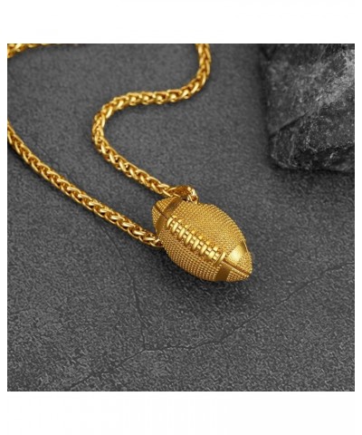 Sports Necklace for Men Women, Stainless Steel Gold Plated 3D Football/Soccer/Basketball/Volleyball Pendant Jewelry with Deli...