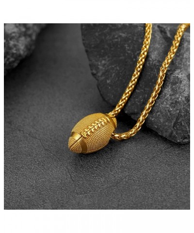 Sports Necklace for Men Women, Stainless Steel Gold Plated 3D Football/Soccer/Basketball/Volleyball Pendant Jewelry with Deli...