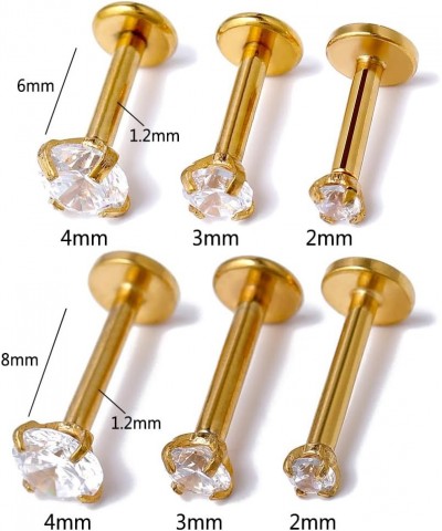 1PC 16G Silvery Studs CZ Labret Nose Tragus Cartilage Jewelry Made with Internally Threaded Surgical Steel Piercing Jewelry f...