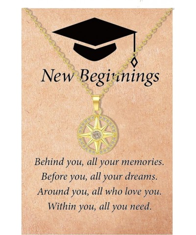 Compass Necklace for Women Graduation Necklace Breakup Gifts Inspirational New Beginnings Gifts for Girls gold $7.79 Necklaces