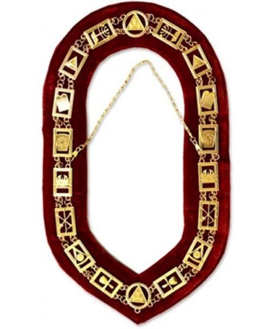 Royal Arch with Red Velvet Masonic Chain Collar Gold or Silver $51.02 Necklaces