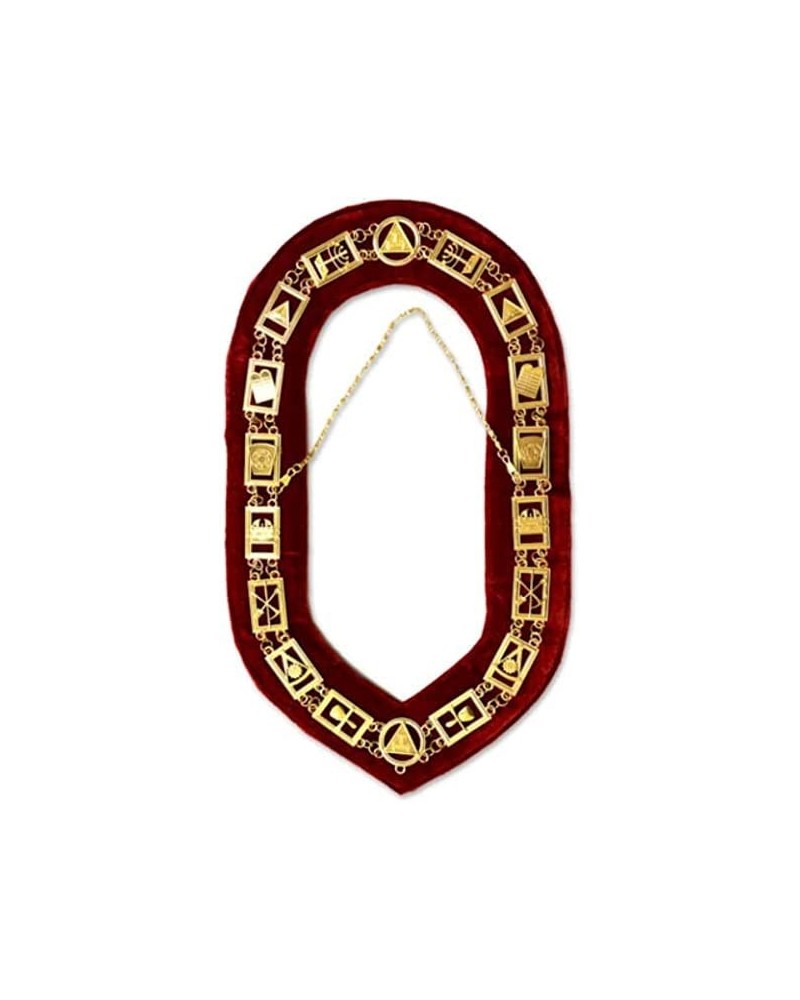 Royal Arch with Red Velvet Masonic Chain Collar Gold or Silver $51.02 Necklaces