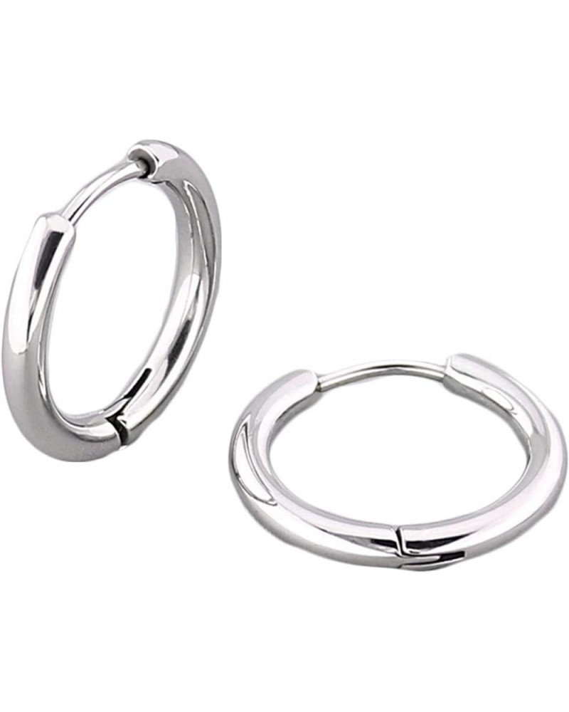 Men Women Silver/Black/Gold Earrings Set,Circle Mens Women Earring Stainless Steel Silver-2.0x14MM $11.69 Earrings