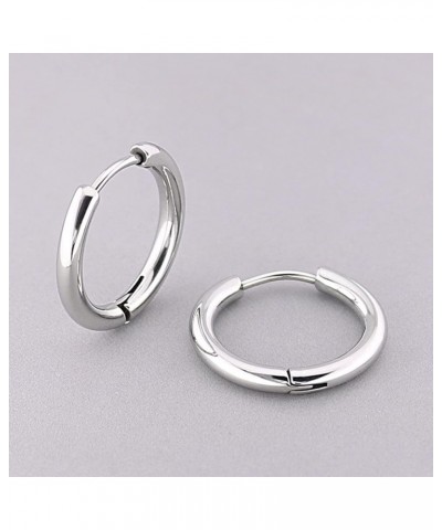 Men Women Silver/Black/Gold Earrings Set,Circle Mens Women Earring Stainless Steel Silver-2.0x14MM $11.69 Earrings