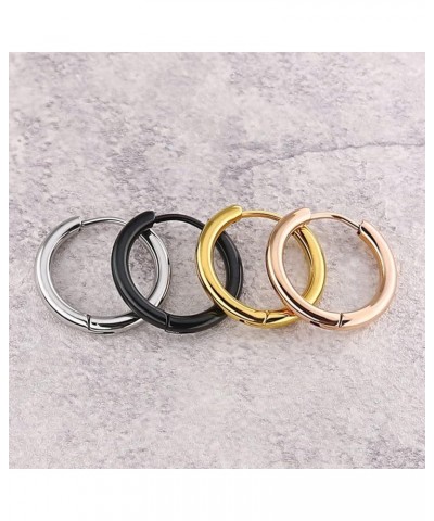 Men Women Silver/Black/Gold Earrings Set,Circle Mens Women Earring Stainless Steel Silver-2.0x14MM $11.69 Earrings