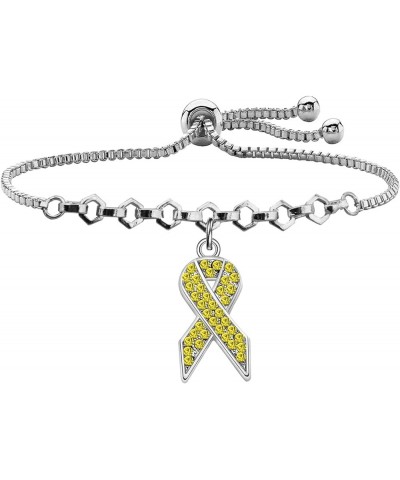 Yellow Awareness Ribbon Charm Bracelet Bone Cancer Awareness Jewelry Gift for Endometriosis Bladder Cancer Bracelet $9.97 Bra...