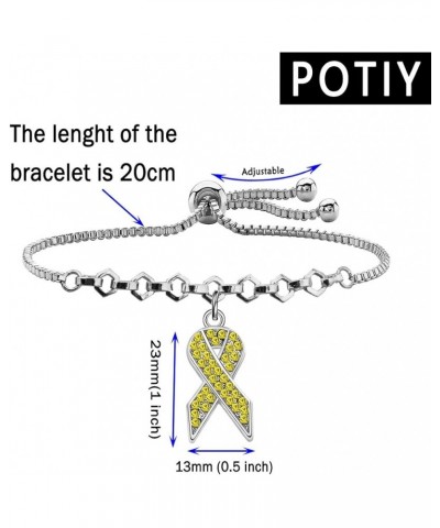 Yellow Awareness Ribbon Charm Bracelet Bone Cancer Awareness Jewelry Gift for Endometriosis Bladder Cancer Bracelet $9.97 Bra...