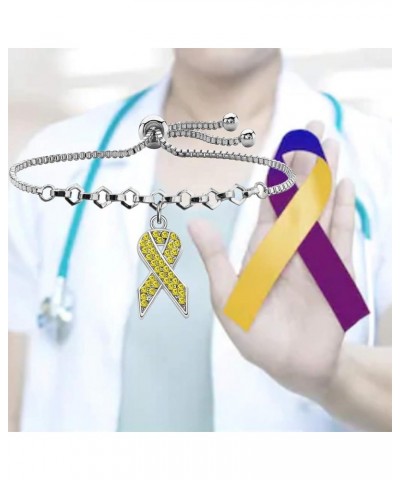 Yellow Awareness Ribbon Charm Bracelet Bone Cancer Awareness Jewelry Gift for Endometriosis Bladder Cancer Bracelet $9.97 Bra...