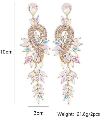 Long Art Deco Chandelier Earrings For Women Trendy, Sparkly Dangling Rhinestone Ribbon Marquise Crystal Cluster Statement Dan...