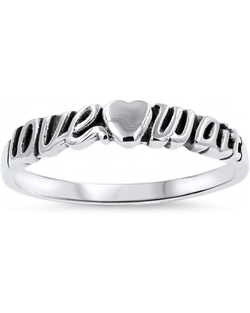 Love Can Wait Heart Script Purity Ring New .925 Sterling Silver Band Sizes 5-9 $11.08 Rings