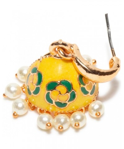 Indian Meenakari Small Jhumki Jhumka Earrings For Women Yellow $9.71 Earrings