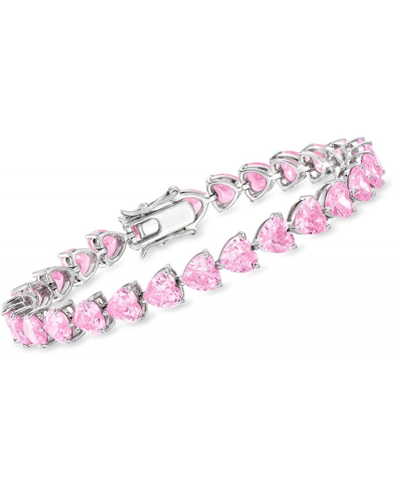 20.00 ct. t.w. Heart-Shaped Simulated Pink Sapphire Tennis Bracelet in Sterling Silver. 7 inches $88.38 Bracelets