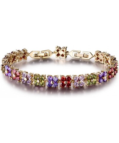 Fashion Tennis Bracelet Swarovski Elements Crystal Round Crystal Red Bracelet Gold Plated colorful $14.15 Bracelets