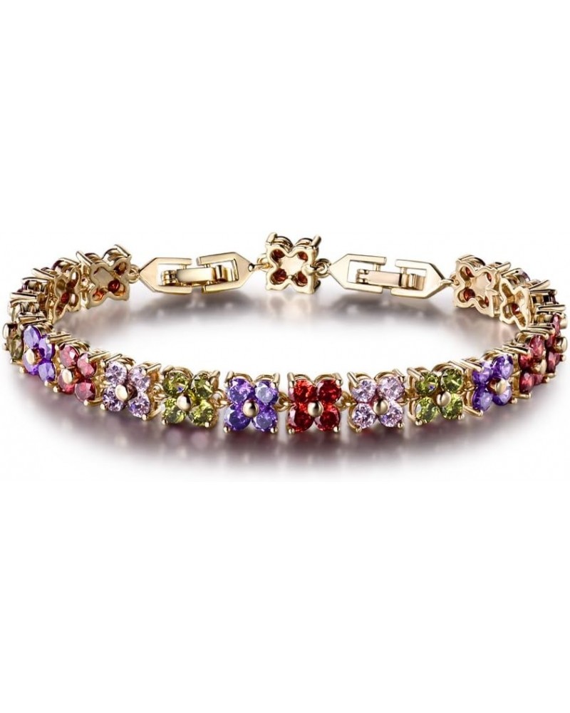 Fashion Tennis Bracelet Swarovski Elements Crystal Round Crystal Red Bracelet Gold Plated colorful $14.15 Bracelets