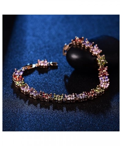 Fashion Tennis Bracelet Swarovski Elements Crystal Round Crystal Red Bracelet Gold Plated colorful $14.15 Bracelets