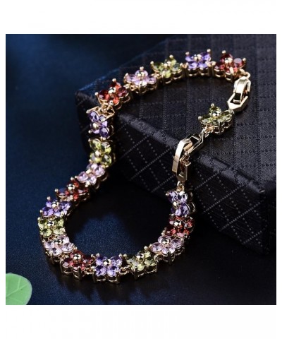 Fashion Tennis Bracelet Swarovski Elements Crystal Round Crystal Red Bracelet Gold Plated colorful $14.15 Bracelets