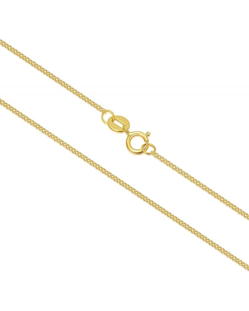 14k Yellow Gold 0.8mm-1.5mm Thin Gold Chain Necklace with Spring Clasp, Cable Chain/Cuban Link Curb Chain/Rope Chain/Rolo Cha...