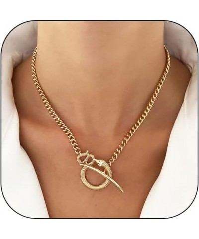 Snake Choker Necklaces Goth Serpent Necklace Cuban Link Chain Snake Necklace for Women Girls Hypoallergenic Bib Collar Snake ...