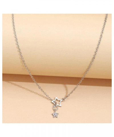 Simple Star Necklace Choker, Gold Silver Star Necklaces for Women and Girls, Dainty Charm Chain Cutout Pendant Necklace $3.77...