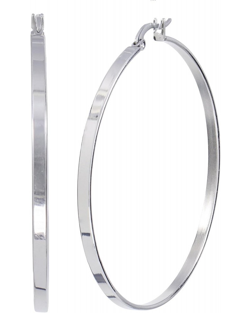 Stainless Steel 25MM Flat Sq. Round Hoop Earring $9.63 Earrings