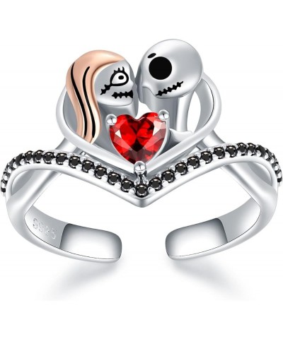 925-Sterling-Silver Jack and Sally Ring for Women - Nightmare Gifts Jack Skellington Skull Jewelry Nightmare Rings Before Chr...