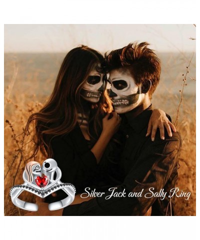 925-Sterling-Silver Jack and Sally Ring for Women - Nightmare Gifts Jack Skellington Skull Jewelry Nightmare Rings Before Chr...