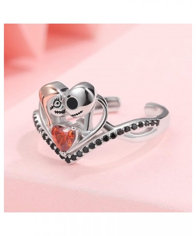 925-Sterling-Silver Jack and Sally Ring for Women - Nightmare Gifts Jack Skellington Skull Jewelry Nightmare Rings Before Chr...