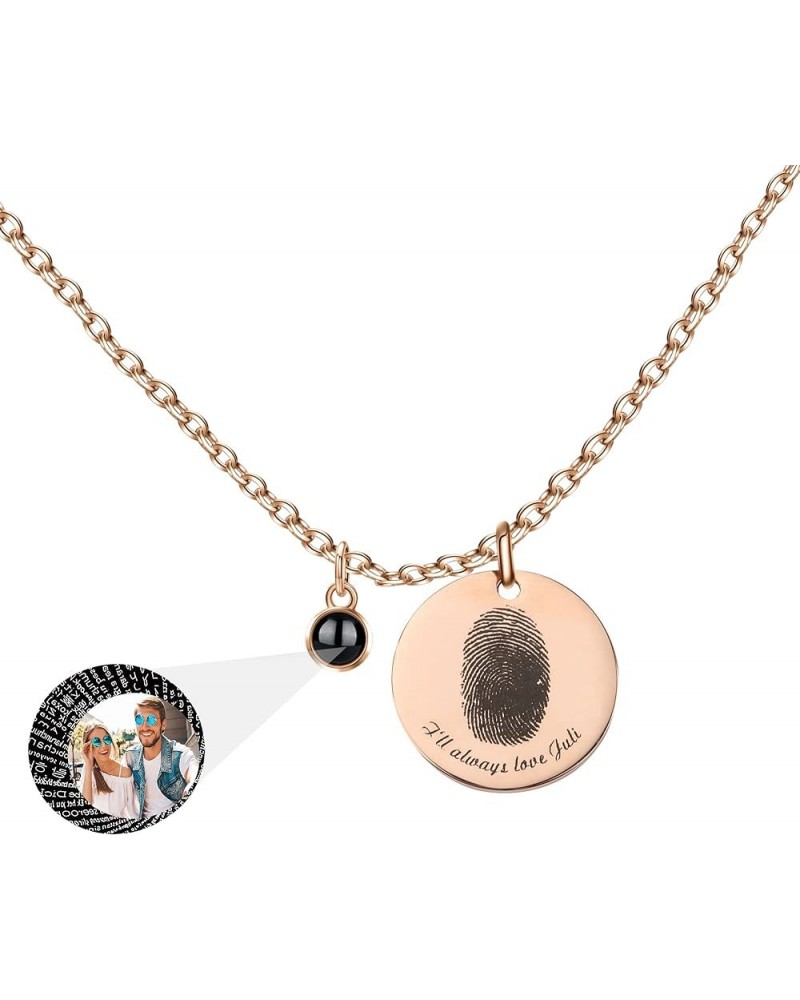 Custom Fingerprint Photo Projection Necklace for Baby Personalized Name Pendant Customized Portrait Jewelry Memorial Gifts H ...