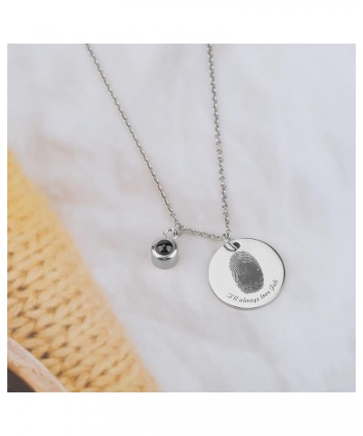 Custom Fingerprint Photo Projection Necklace for Baby Personalized Name Pendant Customized Portrait Jewelry Memorial Gifts H ...