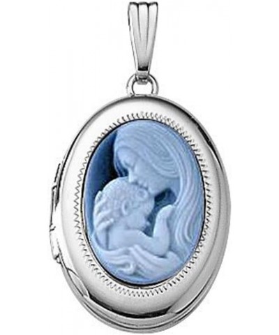 14k White Gold Oval Mother and Child Cameo Locket 5/8 Inch X 3/4 Inch Solid 14K White Gold Locket Only $74.99 Necklaces