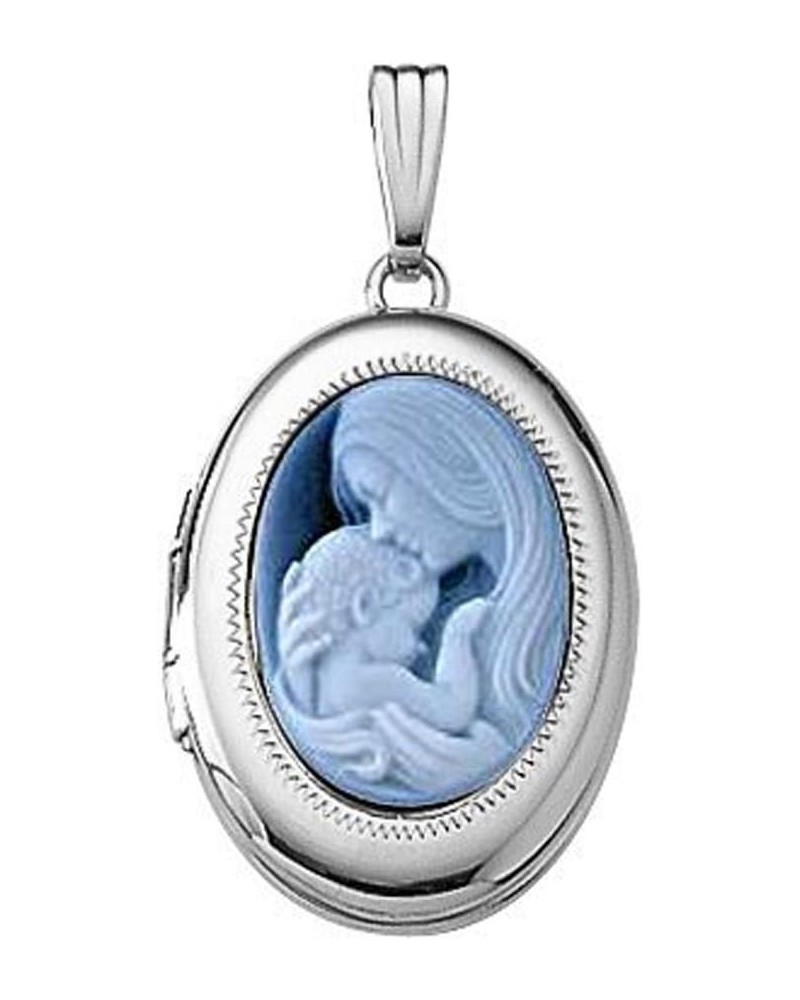 14k White Gold Oval Mother and Child Cameo Locket 5/8 Inch X 3/4 Inch Solid 14K White Gold Locket Only $74.99 Necklaces