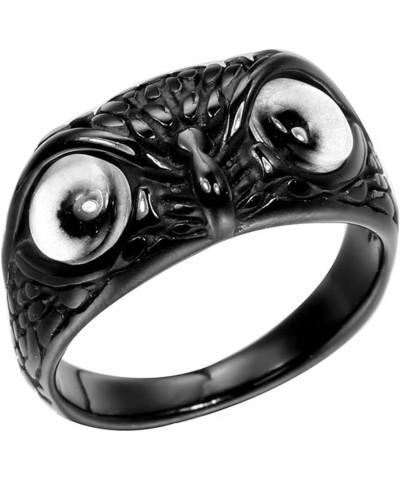 Stainless Steel Signet Biker Ring Vintage Animal Demon Eye Owl Rings for Men Women Statement Jewelry Black, white eye $10.25 ...