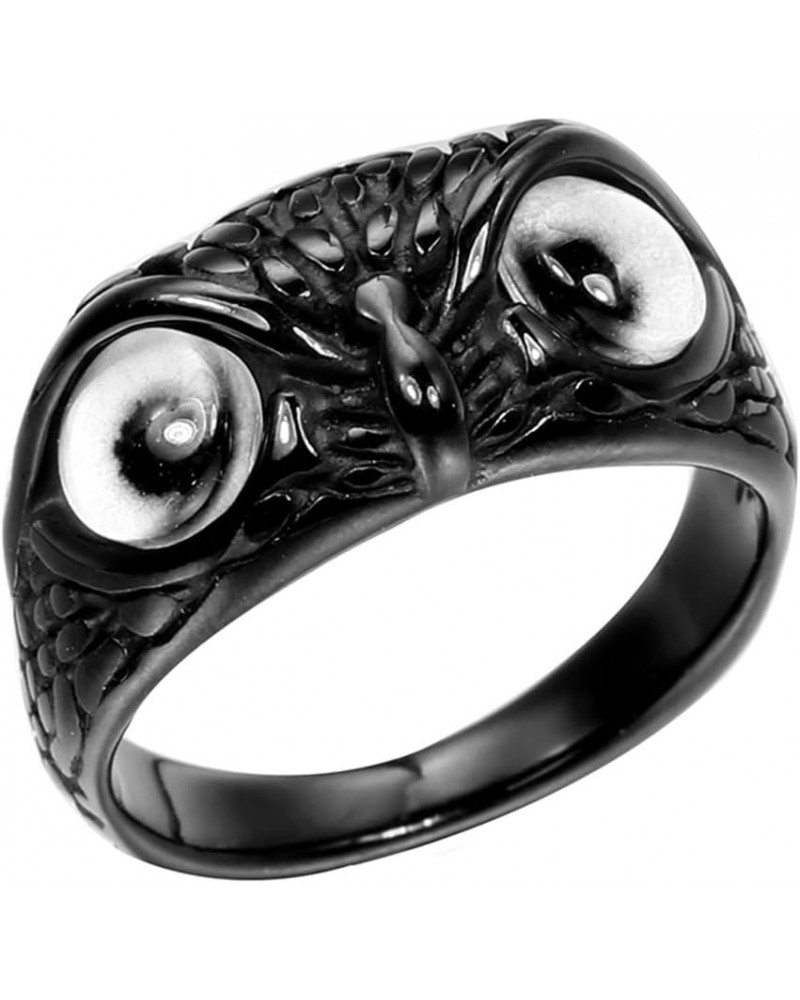 Stainless Steel Signet Biker Ring Vintage Animal Demon Eye Owl Rings for Men Women Statement Jewelry Black, white eye $10.25 ...