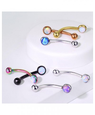 16 Gauge Opal Flat Set Curved Eyebrow 316L Surgical Stainelss Steel (Choose Color) Opal Purple $7.94 Body Jewelry